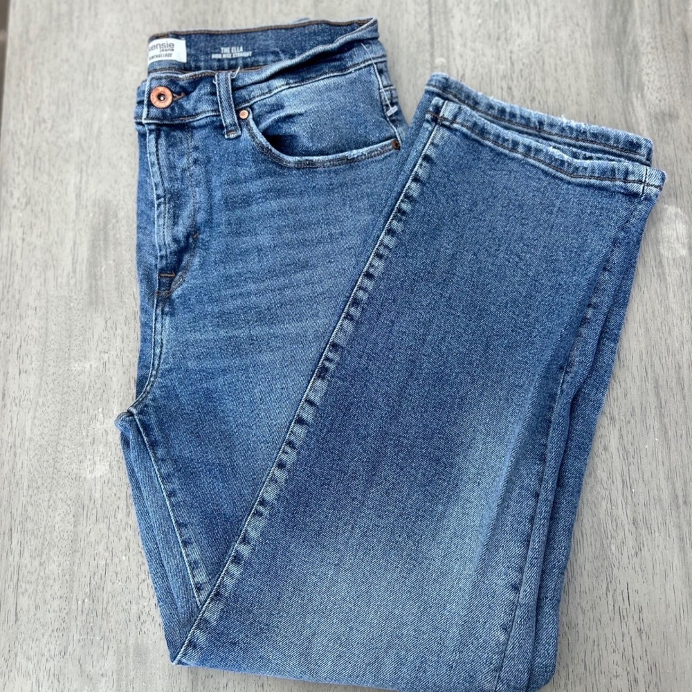 Kensie Jeans The Ella High Rise Straight Leg Blue Denim Size 10/30 Vintage Luxe